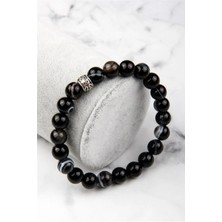 Göz Akik Doğal Taş Bileklik 8 mm Küre Kesim