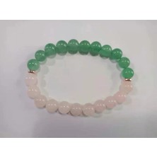 Pembe Kuvars & Aventurin Doğal Taş Bileklik 8mm