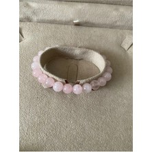 Pembe Kuvars Taşı Bileklik %100 Doğal
