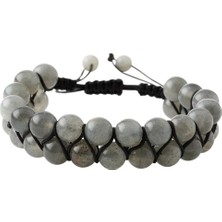 Labradorit 8mm Çift Sıra Makrome Doğal Taş Bileklik