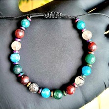 Ikizler Burcu Doğal Taş Bileklik > Apatit - Rutil Kuvars - Yosun Akik - Kan Taşı.