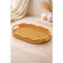 Yzhome Sadece Küçük Boy Oval Hasır Tepsi Servis Sunum Tepsisi Organizer Düzenleyici 30*20CM