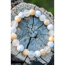 Su Gibi Ol Doğal Taş Tılsım Bilekliği Düz 8mm (Esmer Sedef, Selenit, Havlit Taşı) Chi-Zen Bileklik