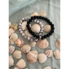 Sirius Doğal Taş Onix-Havlit Taşı Unisex 2 Li Doğal Taş Bileklik