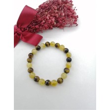 Dönüşümlü Sitrin, Kaplan Gözü Doğal Taş 8 mm Bileklik