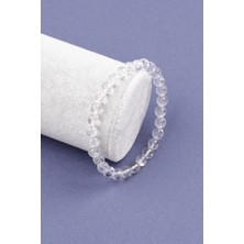 Kristal Kuvars Doğal Taş Bileklik 6 mm Küre Kesim