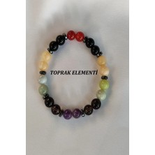 Sertifikalı Toprak Elementi Doğaltaş Bileklik (Ametist, Dumanlı Kuvars, Peridot, Kalsit, Akik)