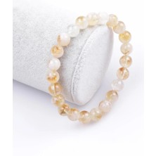 Dönüşümlü Sitrin Doğal Taş Bileklik 8 mm Küre Kesim