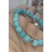 Akuamarin Taşı 8 mm Natural Doğaltaş Bileklik