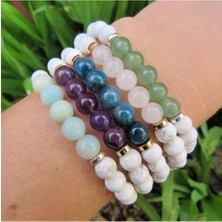 Havlit-Pembe Kuvars-Ametist-Aventurin-Apatit Doğal Taş Bileklik 8mm