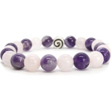 8mm Ametist/pembe Kuvars Karışımı Bileklik