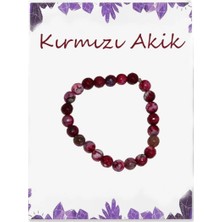 Parlak Kırmızı Alacalı Akik Doğal Taş Bileklik
