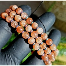 6.7mm Zirve Kalite Güneş Taşı Doğal Taş Bileklik-1 Adet- (El Yapımı Tasarım Ürünler)