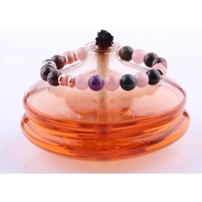 Sertifikalı Kan Taşı Rodokrozit Pembe Kuvars Lal Ametist Kaplan Gözü 8 mm Doğal Taş Bileklik