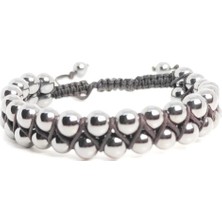 Hematit Doğal Taş Çift Sıra Öerme Bileklik 7 mm