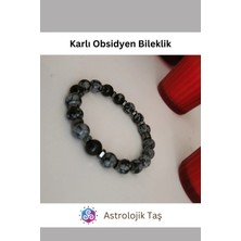 Karlı Obsidyen Doğal Taş Bileklik - Obsidyen Taşı & Hematit