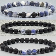 Sodalit , Oniks , Lav Doğal Taş Bileklik Seti ( Mantıksal Düşünme ve Problem Çözme ) 8mm
