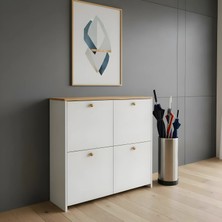 Misterium Via 4 Kapaklı Çok Amaçlı Ayakkabılık ve Antre Dolabı - Beyaz