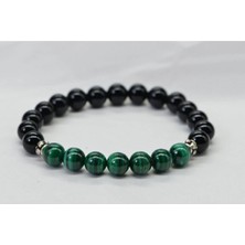 Malakit & Obsidyen Doğal Taş Bileklik 8mm