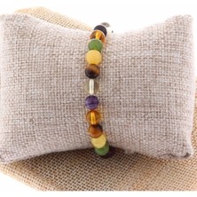 Kaplan Gözü, Kehribar, Yeşim, Ametist Doğal Taş 6 mm Bileklik