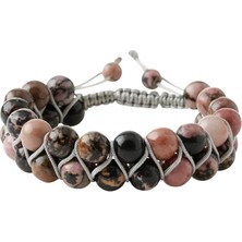 Rodonit 8mm Çift Sıra Makrome Doğal Taş Bileklik