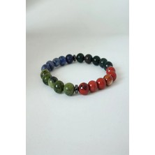 Sertifikalı Yeşim, Kan Taşı, Sodalit, Kırmızı Jasper Doğaltaş Bileklik