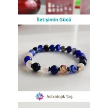 Iletişimin Gücü Doğal Taş Bileklik (Mavi Akik, Beyaz Akik)