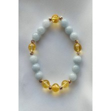 Sertifikalı Akuamarin, Sitrin Doğaltaş Bileklik