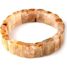 Golden Rutilli Kuvars Doğal Taş Bileklik 10 x 15 mm Özel Kesim