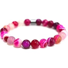 Akik Doğaltaş Pembe Küre Kesim Bileklik