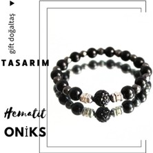 Gerçek Doğal Taş Oniks, Hematit Tasarım Bileklik