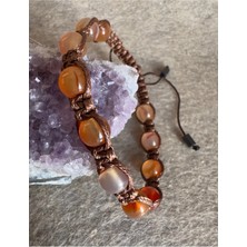 Doğaltaş Örme Bileklik (Akik Taşı )