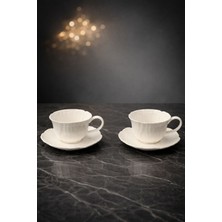 Yzhome 2 Kişilik Porselen Flower Beyaz Kahve Fincan Takımı Seti 100ML