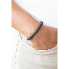 Unisex Doğal Taş Bileklik Lav Taşı Kök Çakra Yeniden Doğuş Taşı