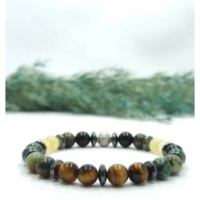 Kaplan Gözü Afrika Turkuazı Karma Doğal Taş Erkek Bileklik