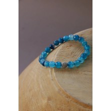 Doğal Mavi Akik Taşı Bileklik