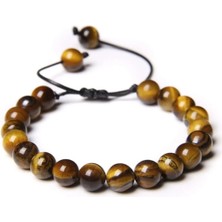 Ayarlanabilir Ipli Parlak Kaplan Gözü Doğal Taş Bileklik