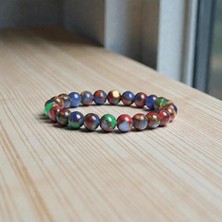 Sertifikalı Doğal Mozaik Renkli Kuvars Taşı Bileklik