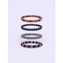 Güç Şans Denge Çakra Bilekliği - Kaplangözü-Hematit-Oniks Doğal Taş 8mm