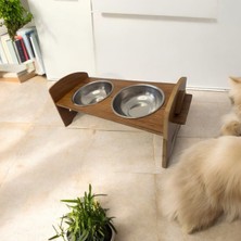 Moxo Store Ayarlanabilir Yükseklik Ahşap Kedi Köpek Mama ve Su Kabı