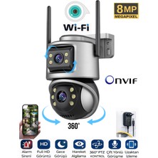 Sonreir V232 8MP Dual Lens WiFi IP Güvenlik Kamerası Gece Görüşlü Kişi Takipli Sesli Görüşme İç & Dış Mekan