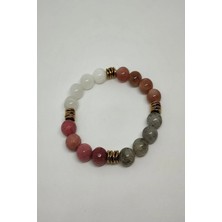 Sertifikalı Ay Taşı, Güneş Taşı, Labradorit, Rodonit, Hematit Doğaltaş Bileklik