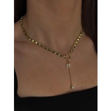 Luseda VIP Gold Kilit & Top Uçlu Ayarlanabilir 40+5 cm Kadın Kolye