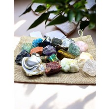 Zodyak Doğal Taş Doğal Taş 20’li Ham Set Kese Dahil ( Opal, Kuvars, Jasper,lapis, Obsidyen..)