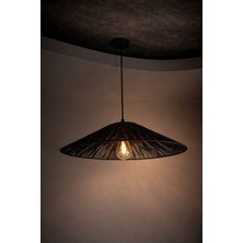 Lionn Dekor Japon Şapkası Siyah Bohem Rafya Avize