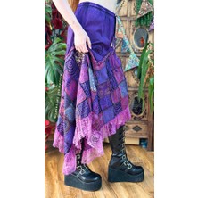 Fibula Bohem ve Otantik Standart Beden Çok Renkli Pamuk Mistik Etek