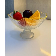 vanilinkitchen Altın Yaldızlı Ayaklı Cam Kase Şık Sunum ve Servis Kasesi Meyve Tatlı Salata Için Ideal