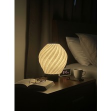 Designobee Lalezar Mermer Görünümlü Lamba - Modern Masa ve Gece Lambası – Ambiyans Lambası, Dekoratif LED Abajur, E14 Duy
