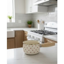 Emaye Burada Emaye Minik Kalp Desenli Sütlük Sosluk Tava