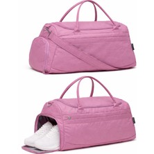 Kaff Mürdüm Krinkıl Kumaş Ayakkabı Bölmeli 00818 Önü Cepli Su Geçirmez Omuz Askılı Spor ve Seyahat Çantası